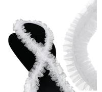 CABODYALS 50MM Wide White Ruffle Pleated Lace Trim Muti Layer 3D Organza Ruffled Edge Mesh Ribbon Polyester Gathered Fabric Trimming Bulk for Sewing Making Crafts Clothes Wedding Decor Accessories