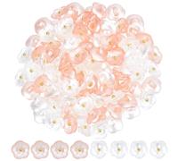 CABODYALS 50Pcs Flower Shaped Buttons Resin White Pink Shank 3D Floral Craft Assorted Small Cute Delicate 1 Hole Button Bulk for Sewing Making Diy Home Decor Knitting Card Craft Embellishment Clothing