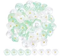 CABODYALS 50Pcs Flower Shaped Buttons White Green Resin 3D Floral Shank Assorted Craft Small Cute Delicate Button Bulk for Sewing Crafting Scrapbooking Knitting Clothing Diy Card Making Gift Artworks