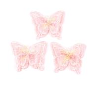 CABODYALS 50Pcs Pink Butterfly Lace Patches Double Layers Embroidery Appliques Decorative Iron on Sew on Organza Butterflies Repair Patch for Clothing Wedding Bride Dress Curtain Repair Christmas
