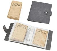 CABODYALS 50Pcs Seed Storage Organizer Pu Leather Cover Loose Leaf Binder Photo Albums With Self Adhesive Kraft Paper Seeds Saving Envelopes Vintage Tiny Envelope for Seed Foods Jewellery Organization