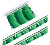CABODYALS 5M 1.5 Inch Green Fringe Lace Trims Decorative Tassels Lace Ribbon Boho Ethnic Style Fabric Trim Ribbons for Sewing Making Clothing Home Decor Crafts Diy Decorations Pillow Supply