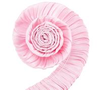 CABODYALS 5M 50mm Wide Pink Pleated Edge Satin Ribbon Double Layer Ruffle Lace Fabric Glittering Gathered Ruffled Trimming Ribbons for Sewing Making Wedding Cloth Dress Decor Craft Supply