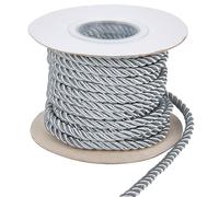 CABODYALS 5MM 10M 3 Ply Silver Twist Honor Grad Cord Trim Braid Shiny Satin Twine Thread String Twined Decorative Thick Fabric Fibre Rope for Sewing Making Festival Decor Diy Craft Supply