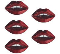 CABODYALS 5Pcs 161MM Glitter Red Lips Patches Sew on Sexy Sequins Mouth Patch Iron on Bling Large Kiss Embroidered Repair Applique Bulk for Sewing Making Clothes Jeans Shirt Dresses Party Decor Diy