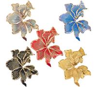 CABODYALS 5Pcs 5 Colours Embroidery Sequin Floral Lace Applique Glitter Maple Leaf Gardens Shape Fabric Patches Sew On Paillette Appliques for Sewing Making Dress Bags Decor Clothing Accessories Diy