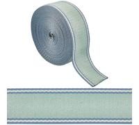 CABODYALS 6.25 Yards 1.5 Inch Green Jacquard Ribbon Trim Webbing Strap Two Tone Striped Twill Tape Fabric Cotton Woven Wide Ribbons for Sewing Making Gift Wrapping Home Decor Clothes Belt Diy Craft