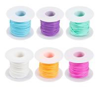 CABODYALS 6 Rolls 6 Colors Plastic Lanyard Strings Candy Color Elastic Cord Gimp Lacing Rainbow PVC String Weaving Kit for Crafts Bracelets Necklaces Keychains Boondoggle Making DIY Crafts