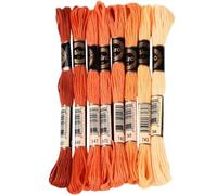CABODYALS 64M 8 Skeins Gradient 6 Strands Orange Red Variegated Cross Stitch Thread Embroidery Floss Polyester Friendship Bracelet String Threads Set for Hand Sewing Making Needlecraft Supply