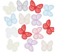 CABODYALS 64Pcs Lace Butterfly Applique Patch Mini Cute Organza Butterflies Lace Trim Colorful Embroidered Sew on Repair Badge Patches Bulk for Sewing Making Craft Clothes Dresses Decor Supplies