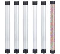 CABODYALS 6Pcs 22.3CM Bead Storage Tubes with Lids Long Container Plastic Tubes Clear Seal Transparent Pvc Holder Portable Round Tubing Empty Capacity Set Bottom for Incense Sticks Salts Glitter