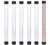 CABODYALS 6Pcs 24.2CM Bead Storage Tubes with Caps Lids Clear Plastic Tub Round Container Long Seal Transparent Organizer Pvc Portable Capacity Tubing Bottoms Set for Crafts Screw Item Seeds Salts