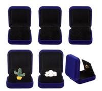 CABODYALS 6Pcs Midnight Blue Rectangle Velvet Brooch Single Lapel Pin Display Box Badges Holder Storage Small Jewellery Pins Boxes Medals Case Organizer for Christmas Presentation Gifts Supply