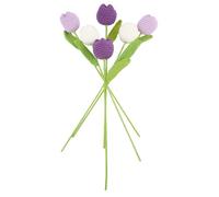 CABODYALS 6PCS Purple Crochet Flowers Tulips Plants Cute Plush Knitted Tulip Bouquet Bundle Artificial Floral Plant Completed Handmade Kintting Flower for Women Diy Crafts Graduation Gifts Home Decor