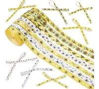 CABODYALS 7 Rolls 32M Grosgrain Bee Ribbon Print Mix Color Polyester Bumblebee Roll Single Face Printed Width Satin Wrap Wired Edge Ribbons for Gift Wrapping Floral Arrangement Party Decor Crafts