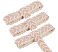 CABODYALS 8.23M 25mm Pink Jacquard Ribbon Vintage Leaf Pattern Embroidered Fabric Ethnic Style Woven Gold Trimmings Polyester Ribbons for Sewing Making Diy Craft Clothes Curtain Decor Gift Wrapping