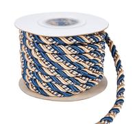 CABODYALS 8.5M 8MM Blue Gold Braid Cord Trim Decorative Twine Woven Rope Polyester Silk Graduation Honer String Satin Cords Xmas Thread Trimming for Sewing Making Curtain Decor Crafts Upholstery Diy
