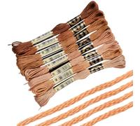 CABODYALS 8 Skeins 6 Strands 64M Gradient Brown Hand Embroidery Cross Stitch Floss Threads Yarn Friendship Bracelet String Polyester Thread for Making Sewing Clothing Jewelry Diy Needlework Craft