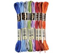 CABODYALS 8 Skeins 6 Strands 64M Variegated Embroidery Cross Stitch Thread Gradient Color Friendship Bracelet Blue Cotton String Floss for Sewing Making Bracelet Knitting Stitching Craft Supply