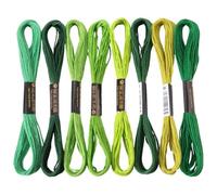 CABODYALS 8 Skeins 6 Strands Variegated Green Embroidery Floss Threads Polyester Gradient Cross Stitch Thread Friendship Bracelets String Bulk for Bracelet Making Hand Sewing Knitting Stitching