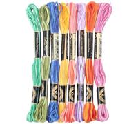 CABODYALS 8 Skeins 64M Colored Cross Stitch Thread Variegated Embroidery Floss Polyester Colorful Cord Soft Rainbow String for Hand Sewing Making Bracelets Birthday Wedding Stitching Crafts Diy