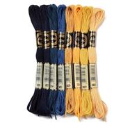 CABODYALS 8 Skeins 64M Embroidery Floss Bracelet Thread String 6 Strands Blue Yellow Gradient Cross Stitch Friendship Needlepoint Yarn Threads for Sewing Bracelet Making Cross Stitch Craft