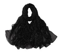CABODYALS 860MM Long Black Sheer Shawl Wraps Cape Vintage Tulle Scarfs Soft Lace Trimming Fabric Elegant Chiffon Sleeves Shawls for Women Dresses Clothes Decorations Wedding Party Birthday Gifts
