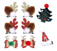 CABODYALS 8Pcs Christmas Party Hair Clips Bow Wool Cloth Alligator Xmas Tree Sparkle Mini Hat Hair Accessories Glitter Cute Bowknot Head Clip for Women Birthday Wedding Cosplay Birthday Festival Decor