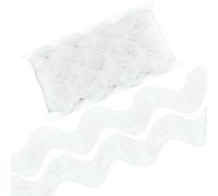 CABODYALS 9.14M 1.57 Inch/ 40mm White RIC Rac Trim Wide Rick Rack Wave Trim Christmas Glitter Metallic Sewing Bending Fringe Lace Edge Ribbon for Sewing Making Craft Flower Home Party Decor Supply