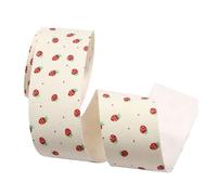 CABODYALS 9.14M 1 Inch White Strawberry Ribbon Fruit Ribbon Single Face Cute Themed Print Fabric Wired Grosgrain Ribbons for Sewing Making Craft Gift Wrapping DIY Christmas Embellishments Decor