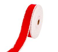 CABODYALS 9.14M 2 Inch Red Velvet Ribbon Wired Christmas Ribbon Xmas Color Winter Holiday White Fuzzy Edged Fabric Ribbon for Wrapping Gift Making Craft Christmas Party Tree Wreaths Decor Supplies