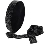 CABODYALS 9.14M 25mm Black Glitter Velvet Ribbon Metallic Shimmer Single Sided Silver Sparkle Velvet Fabric Polyester Soft Sewing Bundle Ribbons for Making Craft Gift Wrapping Birthday Halloween DIY