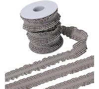 CABODYALS 9.14M 25mm Brown Gingham Ribbon with Empty Spools Plaid Check Gathered Pleated Ruffle Vintage Cloth Fabric Trim for Sewing Making Dress Collar Cuffs Floral Home Decor DIY Craft Supply