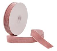 CABODYALS 9.14M 25mm Coral Pink Glitter Ribbon Velvet Single Sided Silver Metallic Trim Soft Fabric Sparkle Wide Ribbons Bundle Rolls with Spool for Making Craft Gift Wrapping Chokers Invitations