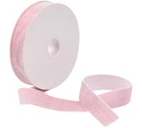 CABODYALS 9.14M 25mm Glitter Light Pink Velvet Ribbon Soft Single Sided Silver Trim Metallic Shimmer Polyester Fabric Ribbons Bundle Rolls with Spool for Making Craft Gift Wrapping Wedding DIY