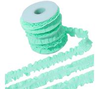 CABODYALS 9.14M 25mm Green Gingham Ruffle Ribbon with Empty Spools Plaid Check Gathered Pleated Lace Vintage Cloth Fabric Trim for Sewing Making Dress Collar Floral Home Decor DIY Craft Supply