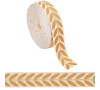 CABODYALS 9.14M 25mm Yellow Embroidery Ribbon Woven Leaf Pattern Jacquard Trim Ethnic Style Floral Embroidered Fabric Vintage Ribbons for Sewing Making Clothes Hats Bags Embellishment Diy Home Decor