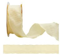 CABODYALS 9.14M 25mm Yellow Pleated Ribbon Wavy Edge Crinkle Fabric Trim Vintage Ruffled Decorative Chiffon Ribbons for Sewing Making Gift Wrapping Home Wedding Invitation Bouquet Decor Diy Craft