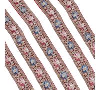 CABODYALS 9.14M 35mm Red Floral Jacquard Embroidered Ribbon Boho Sequin Glitter Flower Embroidery Applique Ribbons Woven Fabric Trim Tape for Sewing Making Crafts Clothes Dresses Christmas