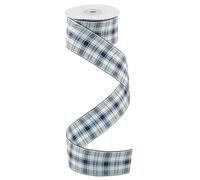 CABODYALS 9.14M 40mm Navy Blue Tartan Ribbon Gingham Woven Trim Plaid Buffalo Satin Webbing Fabric Checkered Style Polyester Ribbons for Sewing Making Bows Gifts Dress Decoration Diy Craft Supply