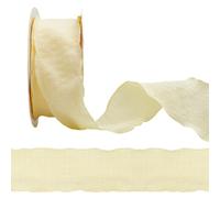 CABODYALS 9.14M 40mm Yellow Ruffle Trim Double Ruffled Edge Pleated Ribbon Chiffon Wrinkled Fabric Polyester Silk Grosgrain Ribbons with Spool for Gift Wrapping Wedding Invitations Bouquet Party Decor