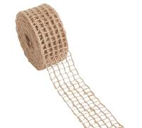 CABODYALS 9.14M 45mm Mesh Burlap Wired Open Weave Netting Trim Fishnet Rustic Christmas Natural Color Jute Net Lace Country Style Ribbon for Gift Wrapping Holiday Party Decor Diy Craft Supply