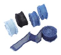 CABODYALS 9.14M 5 Colors Cotton Denim Ribbon Handmade Frayed Jean Blue Black Double Fringes Webbing Fabric Roll Ribbons for Sewing Making Clothing Accessories Bow Hair Headbands Diy Craft Supply