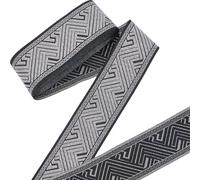 CABODYALS 9.14M 50mm Silver Black Ethnic Jacquard Geometric Pattern Fringe Boho Lace Trim Embroidery Polyester Vintage Metallic Ribbon for Sewing Making Cloth Decor Handmade Diy Craft Supply