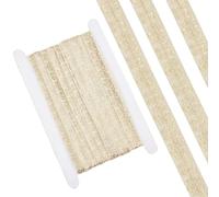 CABODYALS 9.14M Beige Elastic Band Glitter Gold Enlaced Woven Ribbon Stretchy Floral Pattern Fabric Straps Vintage Trimming for Sewing Making Clothing Accessories Dresses Home Decor Diy Crafts