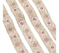 CABODYALS 9.14M Embroidered Jacquard Ribbon Metallic Chinese Ethnic Style Vintage Pattern Woven Gold Sequin Floral Polyester Ribbons Trim with Paillette for Sewing Making Crafts Christmas Supply