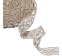 CABODYALS 9.14M Khaki Jacquard Embroidery Lace Ribbon Polyester Paillette Hanfu Trims Single Face Fabric Vintage Embroidered Ribbons for Sewing Making Clothing Accessories Diy Art Craft Supplies