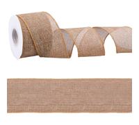 CABODYALS 9.1M 2.5 Inch Brown Natural Burlap Wired Ribbon Jute Rustic Weave Lace Rolls Ribbons Egde for Gift Wrapping Christmas Tree Wreaths Sewing Craft Farmhouse Decor Party Holiday Diy Supply