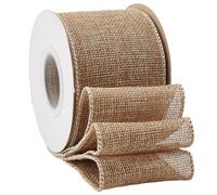 CABODYALS 9.1M 65mm Natural Burlap Wire Fabric Ribbon Wide Soild Tan Wired Edge Rustic Ribbons Bulk Rolls with Spool for Sewing Making Crafts Gift Wrapping Wreaths Holiday Party Decor Supply