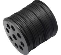 CABODYALS 90M 2.7MM Black Faux Suede Cord Flat Vegan One Side Covering Leather String Korean Imitation Leather Lace Bulk Rolls with Spool for Jewelry Making Necklaces Beading Bracelets Diy Supply
